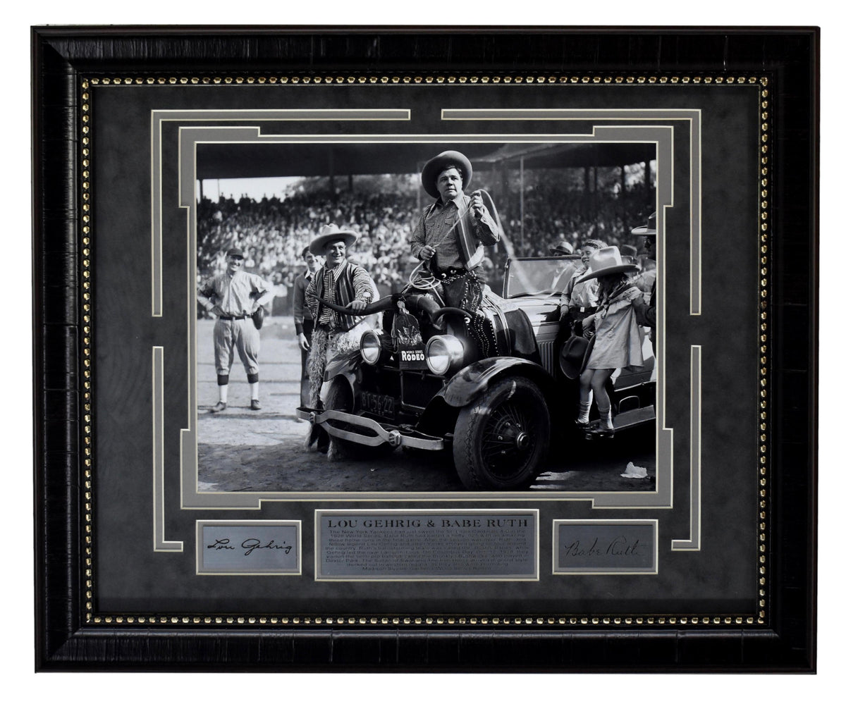 Babe Ruth / Lou Gehrig 11x14 B/W Photo World Series Rodeo Photo Framed XHC89