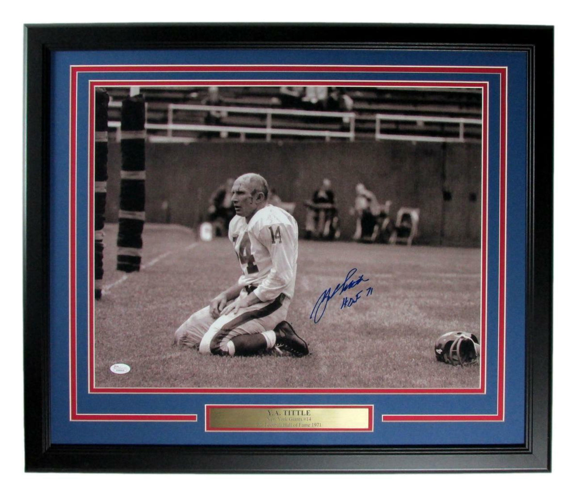 Y.A. Tittle HOF New York Giants Signed/Inscribed 16x20 Photo Framed JSA  XHC98