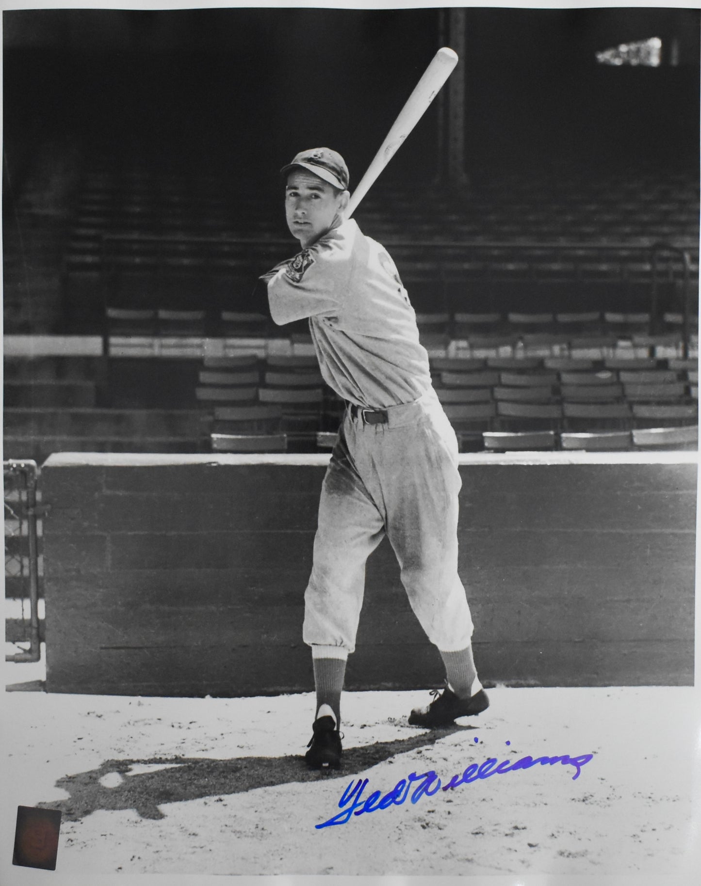 Ted Williams HOF Signed 16x20 Photo Red Sox PSA Letter Green Diamond Holo 212187