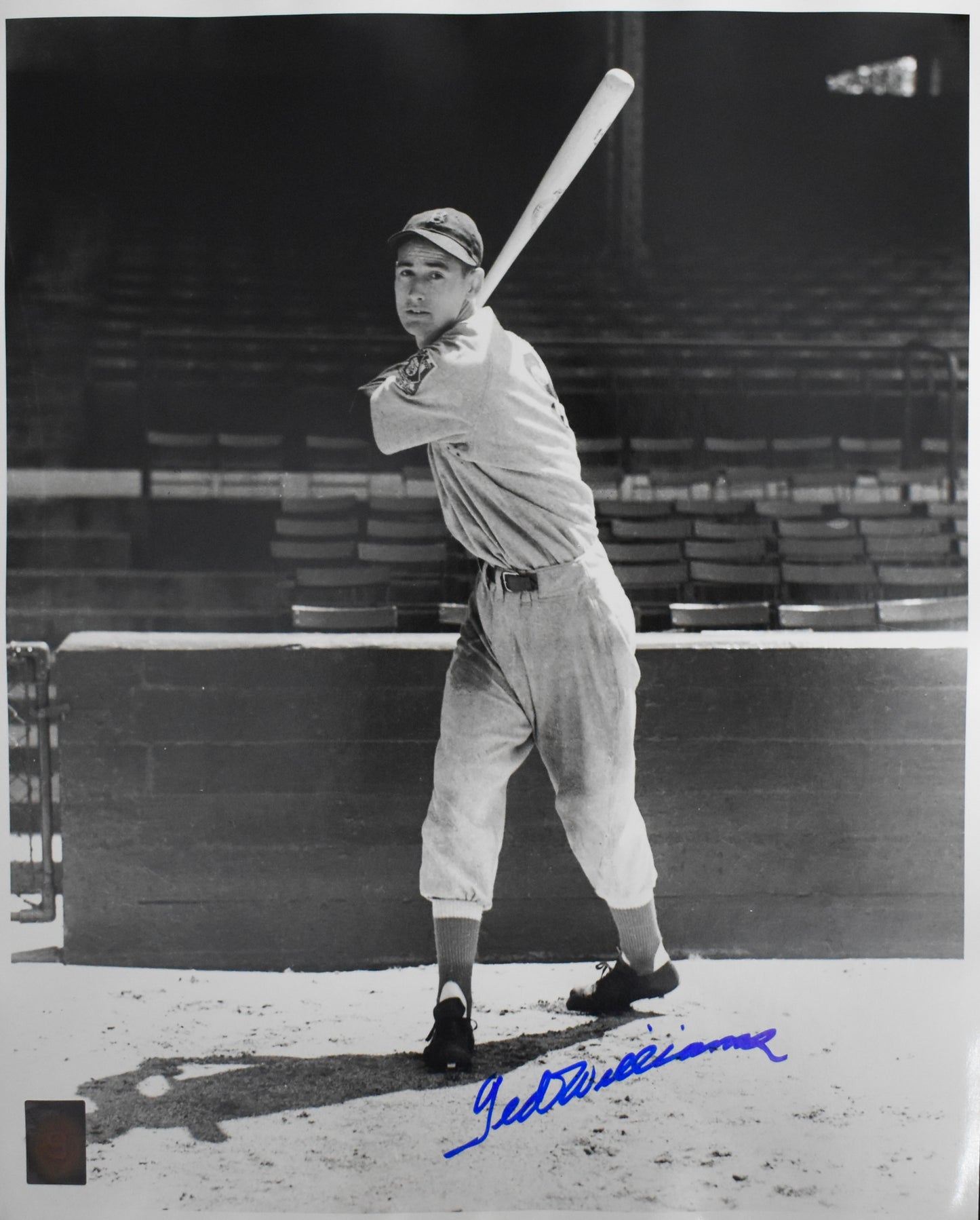 Ted Williams HOF Signed 16x20 Photo Red Sox PSA Letter Green Diamond Holo 212190