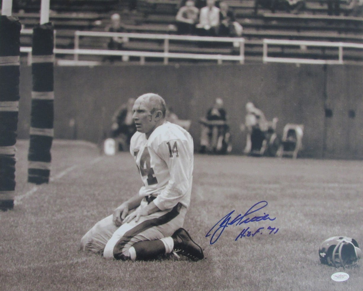 Y.A. Tittle Signed/Inscribed New York Giants 16x20 B/W Photo JSA 212561