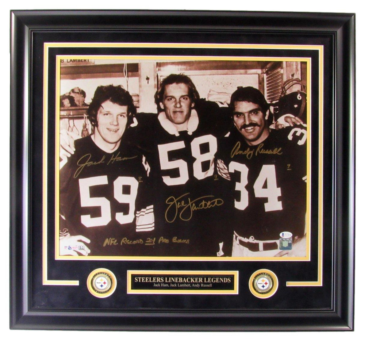 Ham/Lambert/Russell Steelers Legends Signed 16x20 Photo Framed Beckett 212627