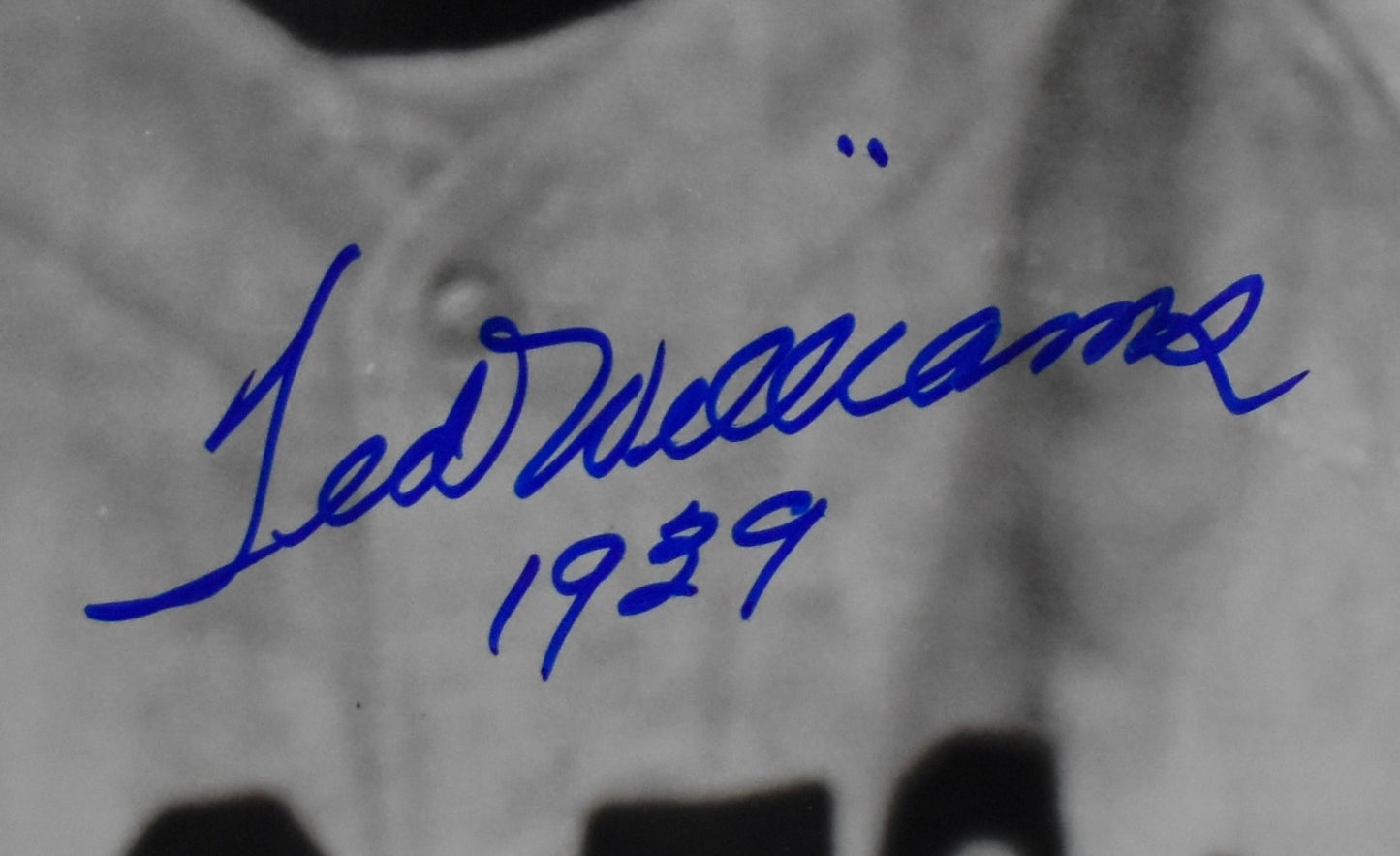 Ted Williams HOF Signed 16x20 Photo Red Sox PSA Letter Green Diamond Holo 212195