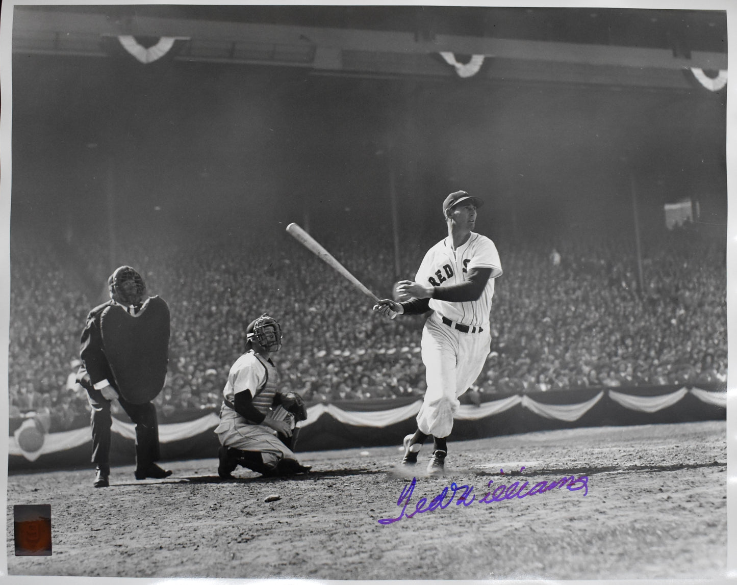 Ted Williams HOF Signed 16x20 Photo Red Sox PSA Letter Green Diamond Holo 212197