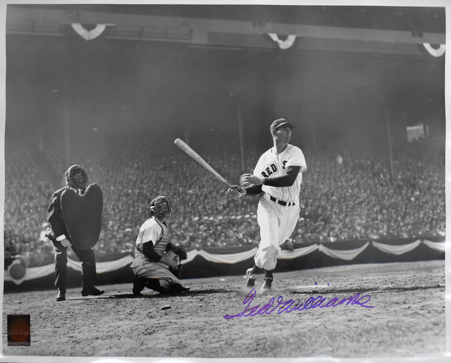 Ted Williams HOF Signed 16x20 Photo Red Sox PSA Letter Green Diamond Holo 212198