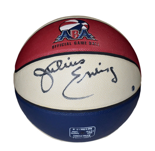 Julius Dr J Erving HOF Signed Leather Official ABA Basketball Steiner XHC100