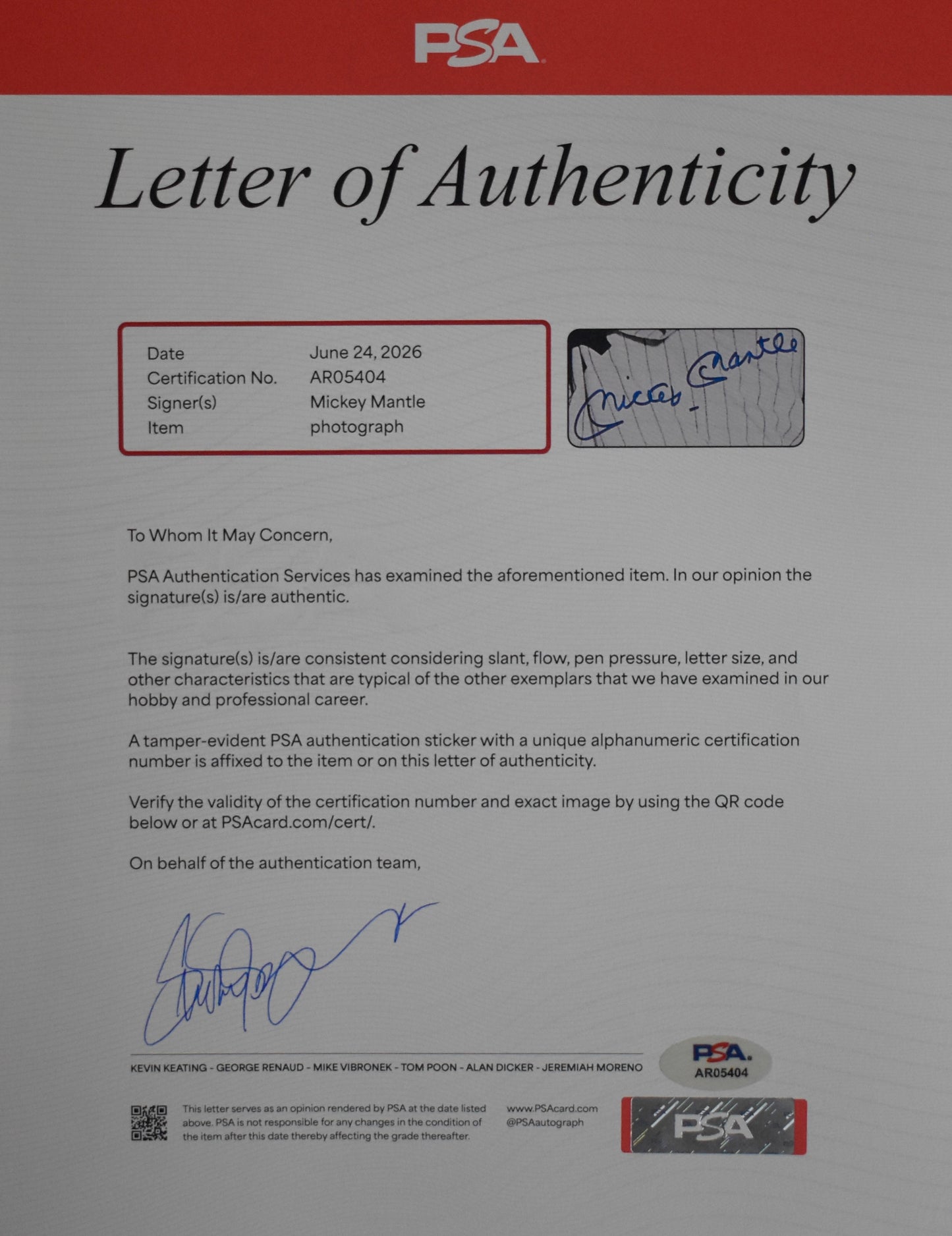 Mickey Mantle HOF Signed/Autographed 16x20 Photo Yankees PSA Letter 212181