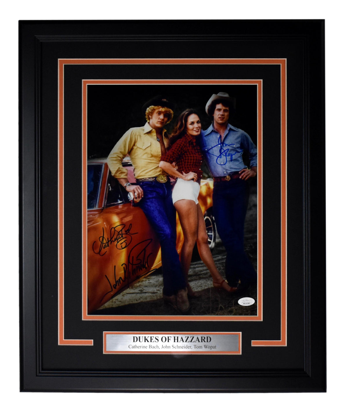Dukes of Hazzard Signed/Inscribed x 3 Cast Members 11x14 Photo Framed JSA 212163