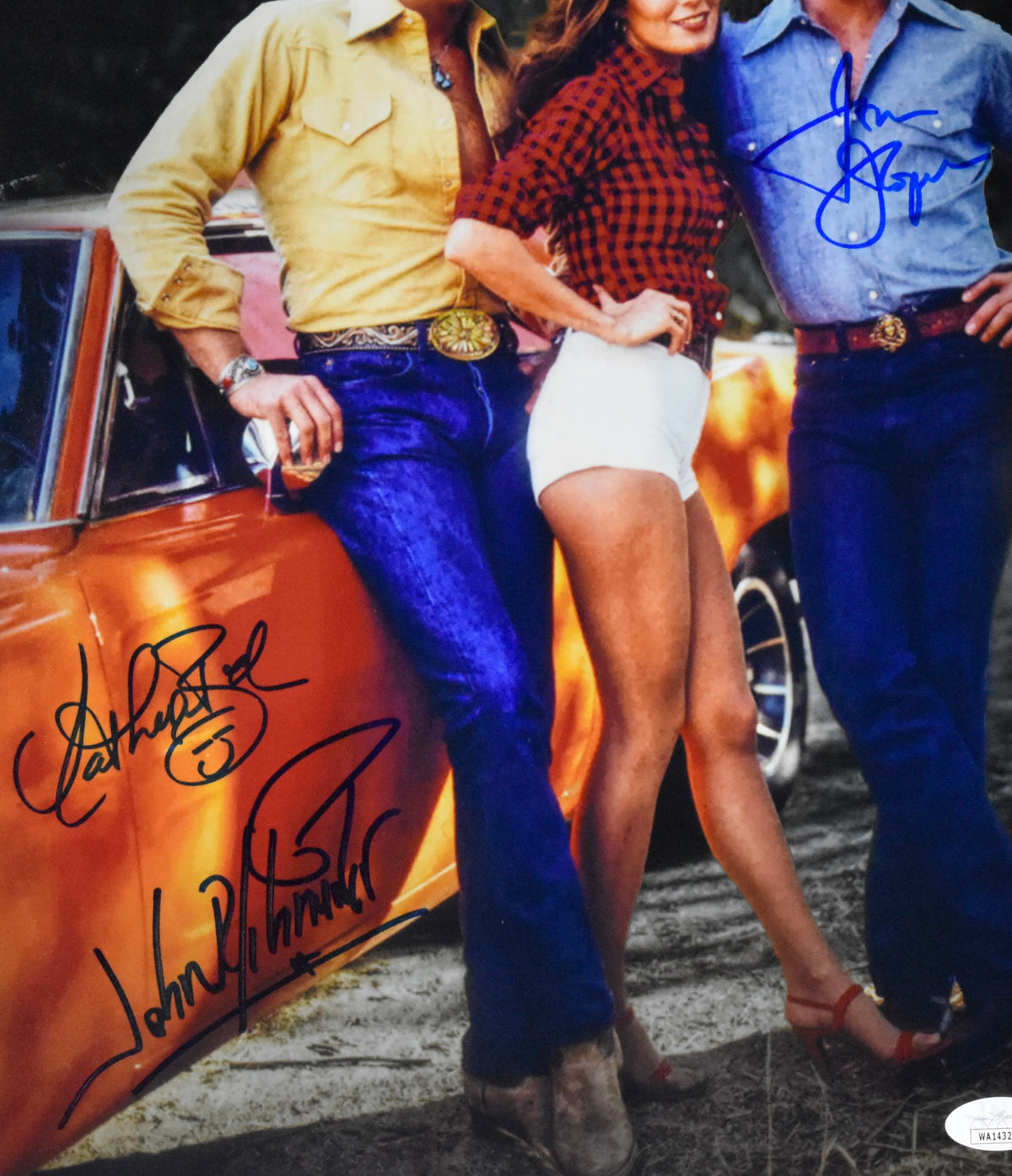 Dukes of Hazzard Signed/Inscribed x 3 Cast Members 11x14 Photo Framed JSA 212163