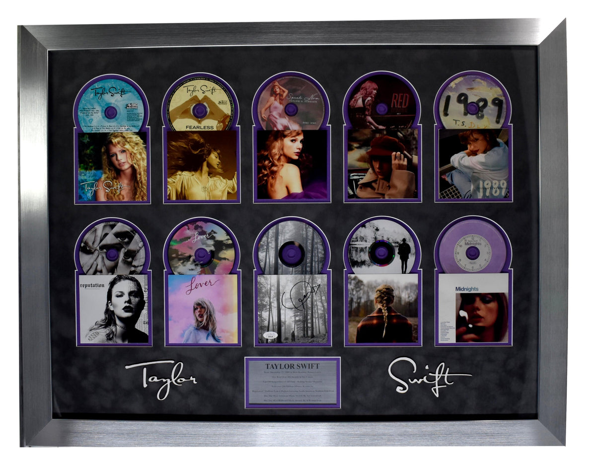 Taylor Swift Signed/Auto CD Cover Collage w/ (10) CDs Framed JSA 212167