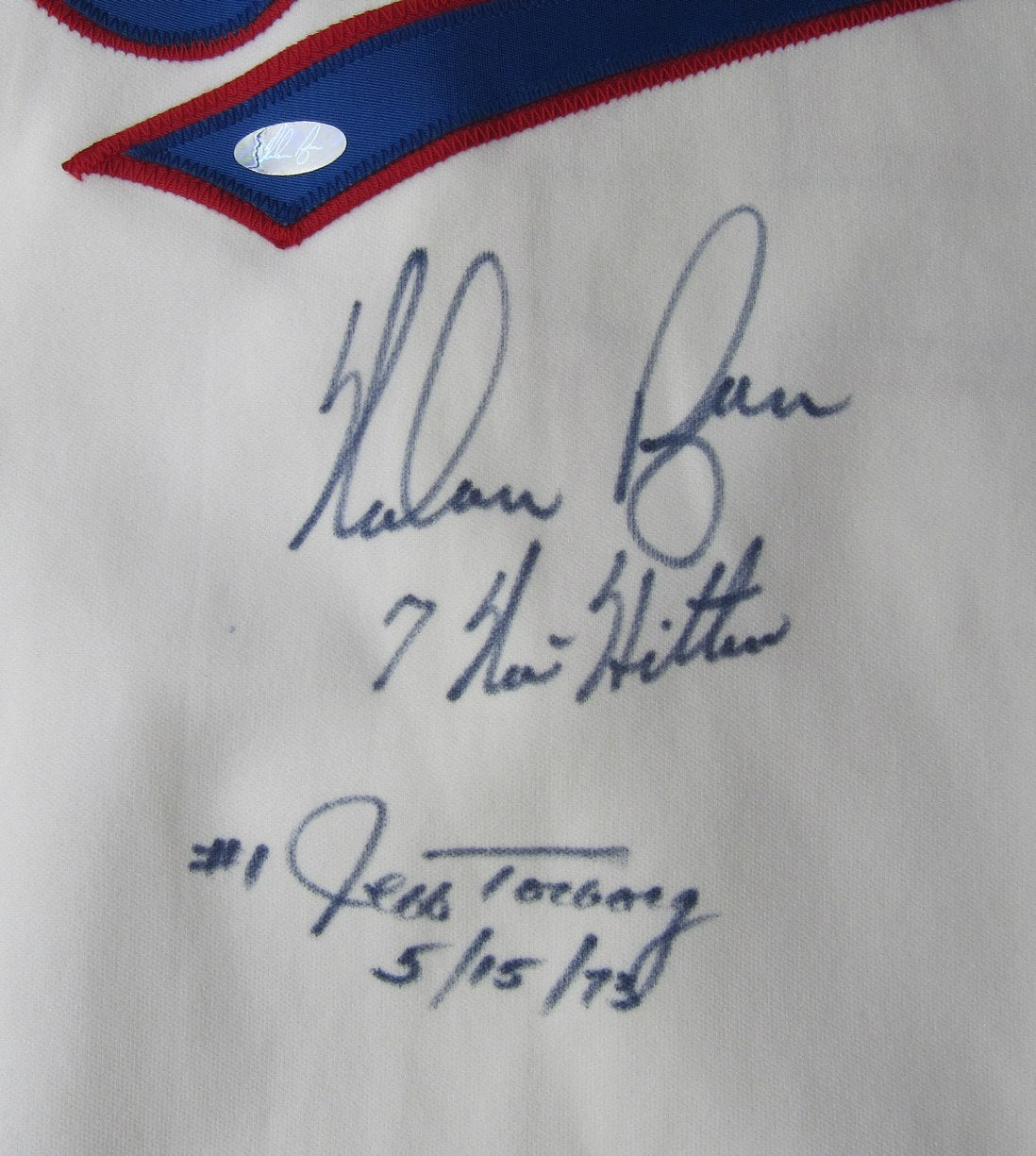 Nolan Ryan 7 No Hitters Signed / Inscribed w/All Catchers Authentic Jersey XHC64