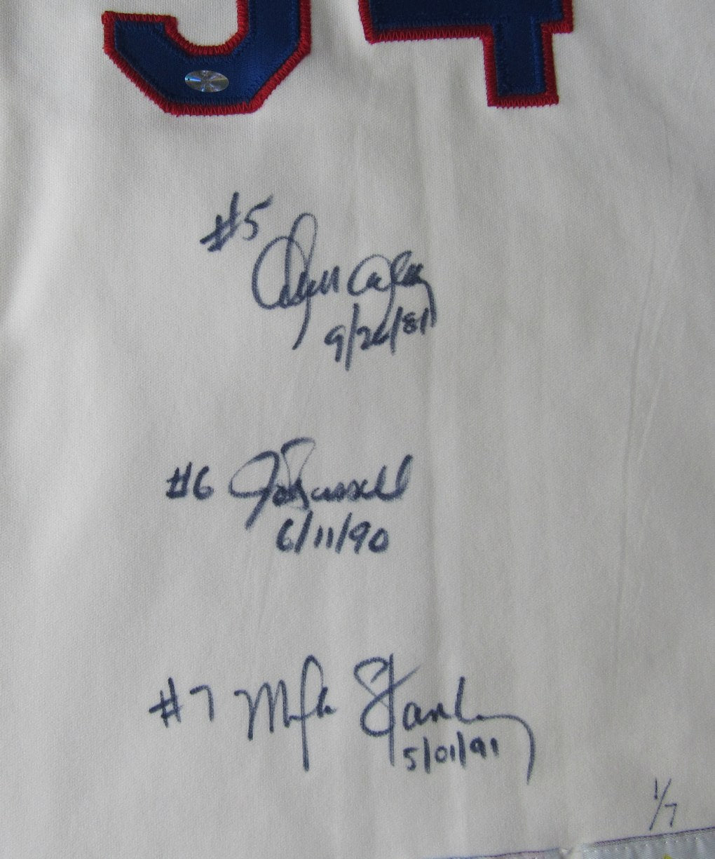 Nolan Ryan 7 No Hitters Signed / Inscribed w/All Catchers Authentic Jersey XHC64