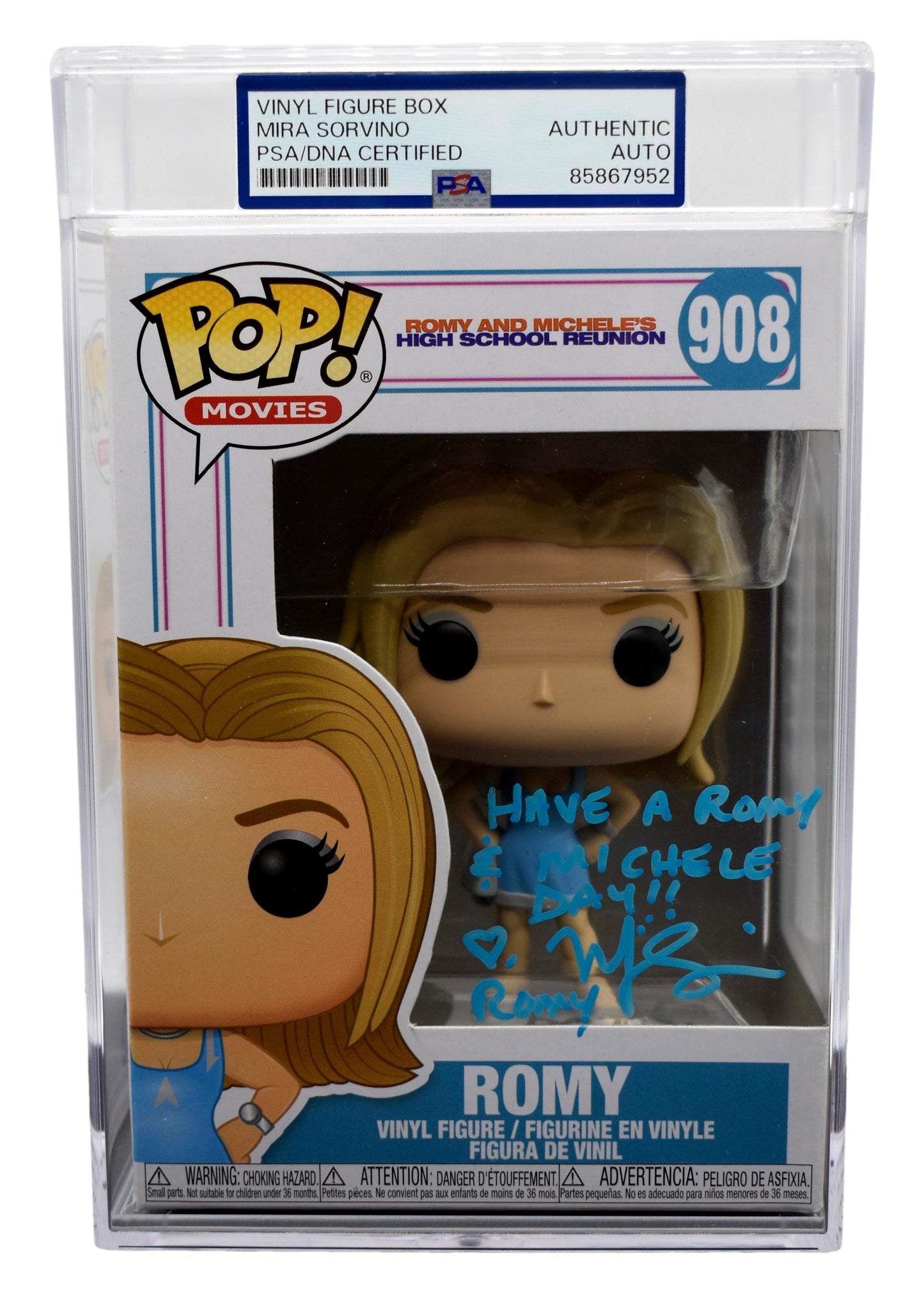 Mira Sorvino Signed/Autographed & Insc Funko Pop #908 Romy PSA 212863