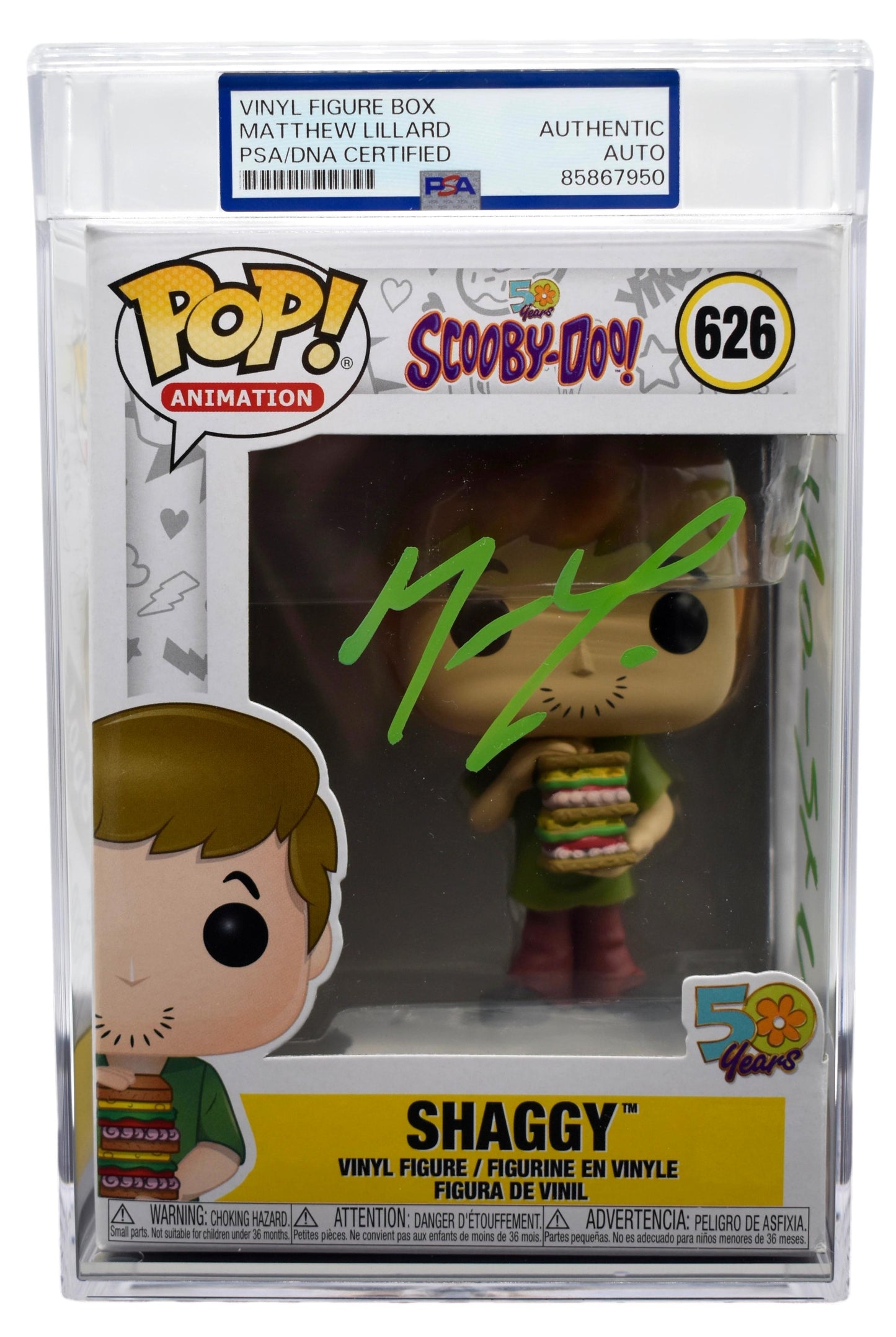 Matthew Lillard Signed/Autographed Funko Pop #626 Shaggy Scooby Doo PSA 212872