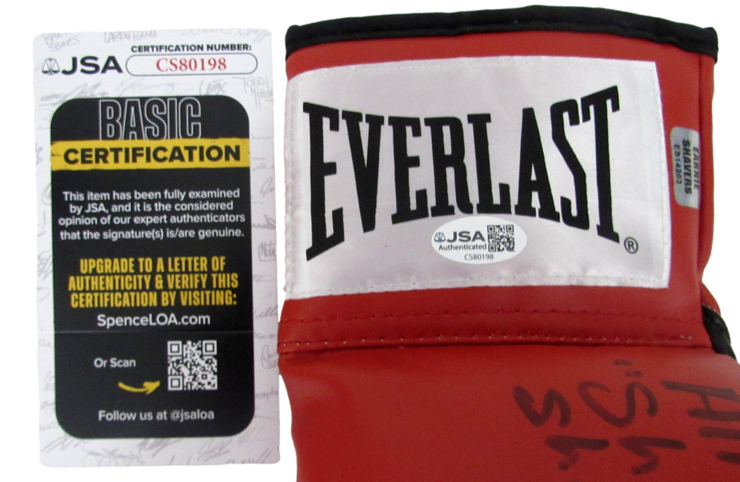 Ernie Shavers Signed/Inscribed Right Red Everlast Boxing Glove JSA 213339