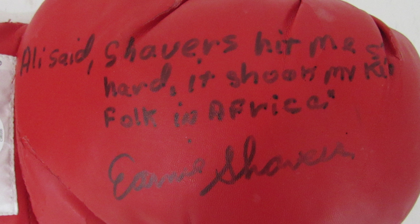 Ernie Shavers Signed/Insc Right Red Everlast Boxing Glove Some Wear JSA 213340