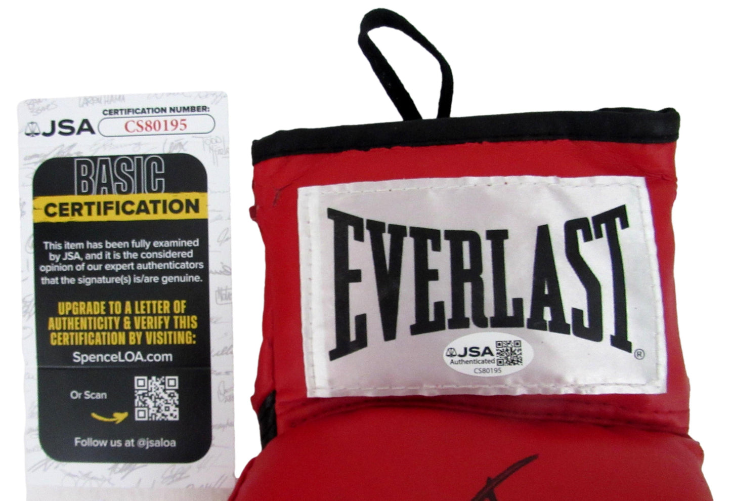 Larry Holmes Signed/Inscribed Left Red Everlast Boxing Glove JSA 213341