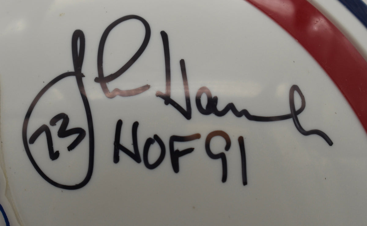 John Hannah HOF Patriots Signed/Inscribed Mini Football Helmet JSA  211953