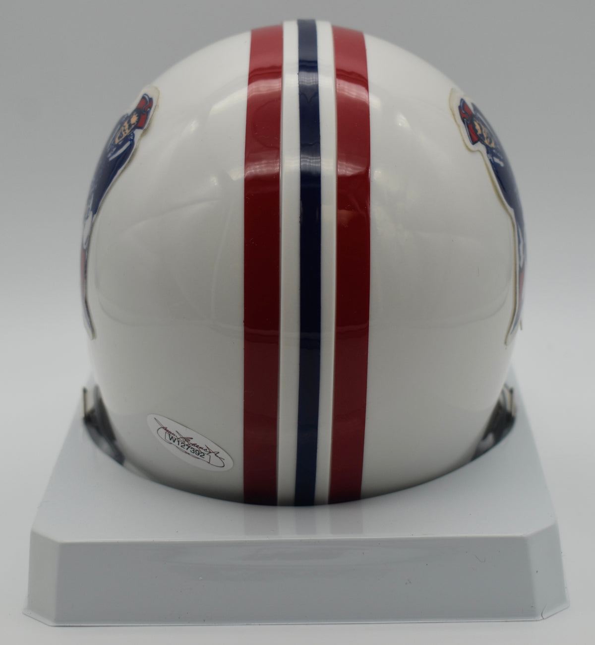 John Hannah HOF Patriots Signed/Inscribed Mini Football Helmet JSA  211953