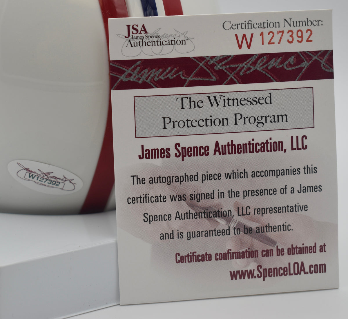 John Hannah HOF Patriots Signed/Inscribed Mini Football Helmet JSA  211953
