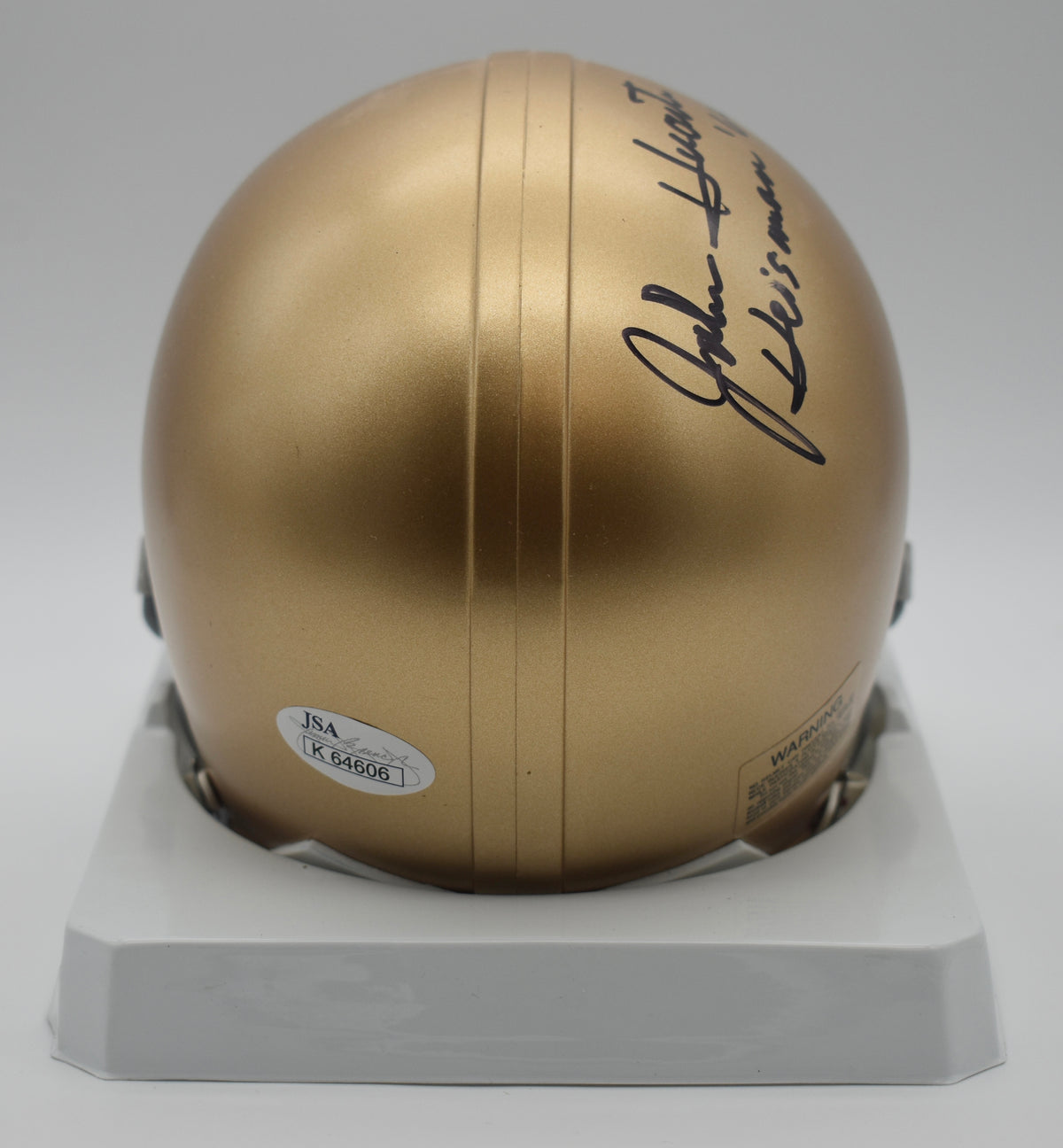 John Huarte Notre Dame Signed/Inscribed Mini Football Helmet JSA 211975