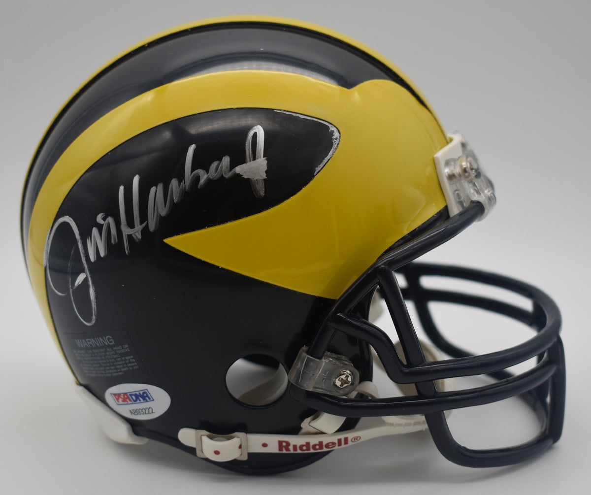 Jim Harbaugh HOF Michigan Signed/Auto Mini Football Helmet PSA/DNA 211977