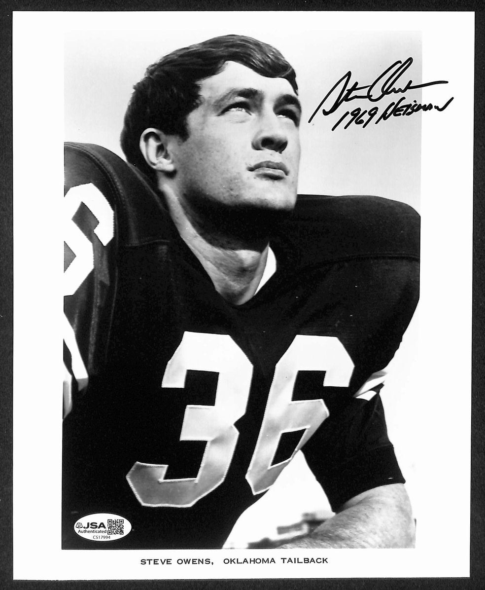 Steve Owens Signed/Autographed 8x10 Photo Oklahoma Sooners Heisman JSA 212247