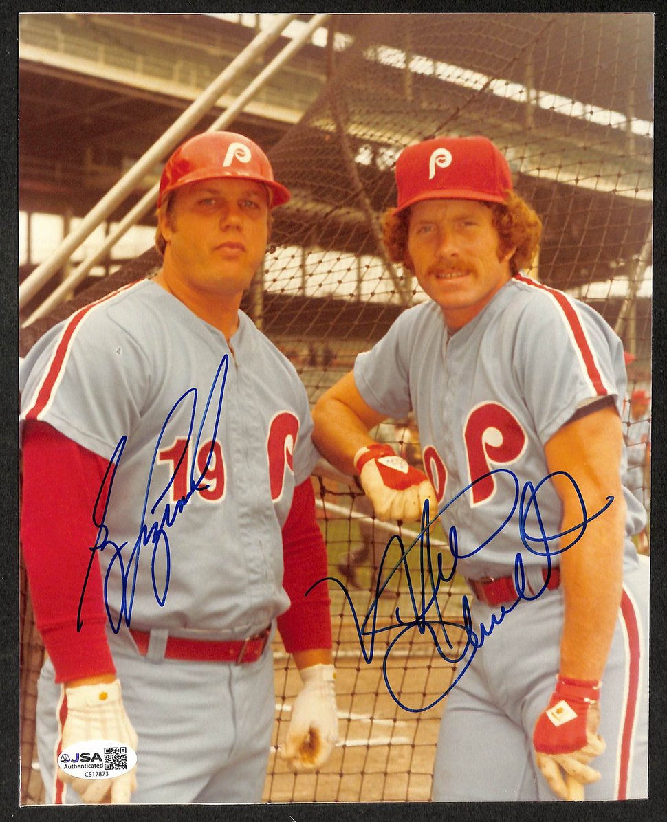 Mike Schmidt & Greg Luzinski HOF Signed 8x10 Photo Phillies JSA 212821