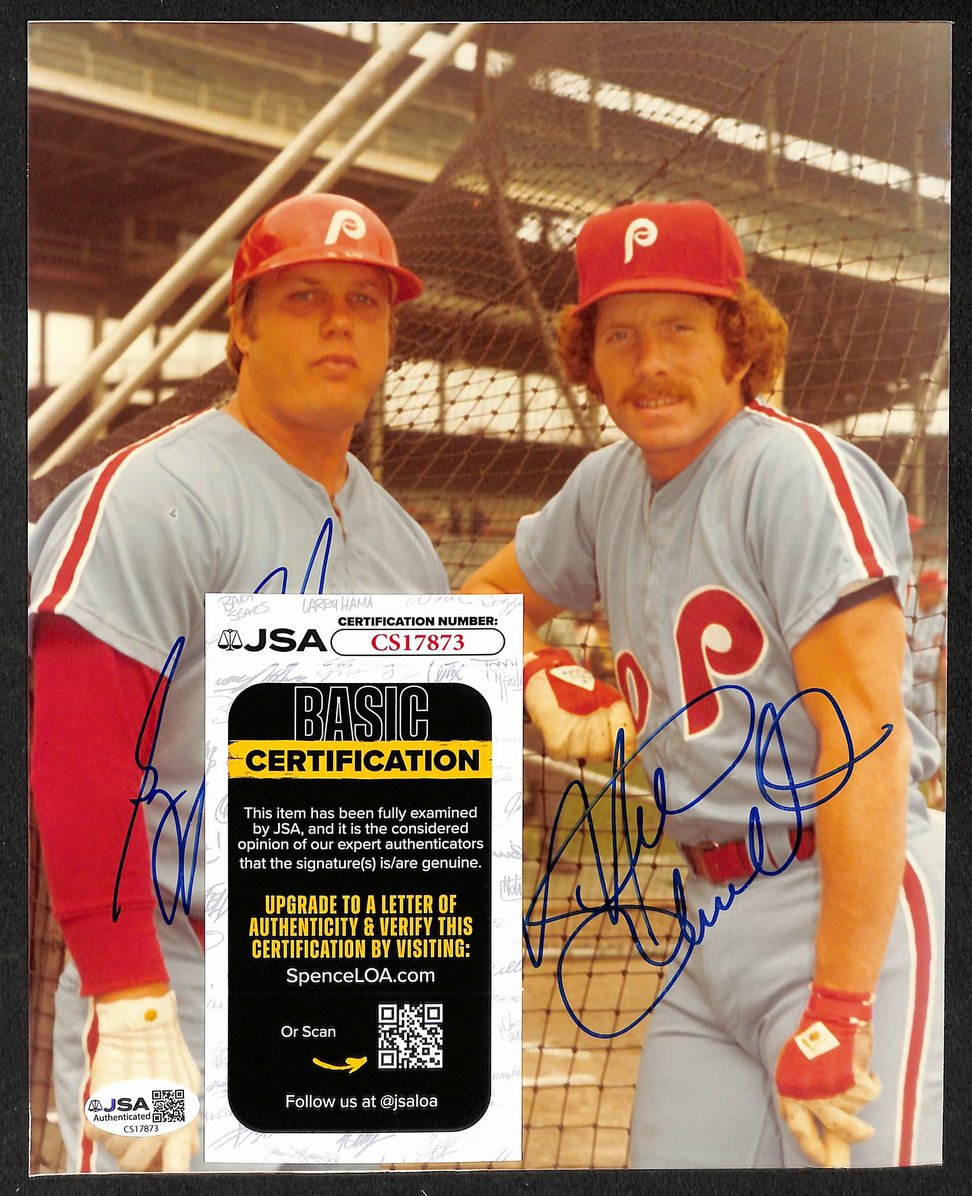 Mike Schmidt & Greg Luzinski HOF Signed 8x10 Photo Phillies JSA 212821