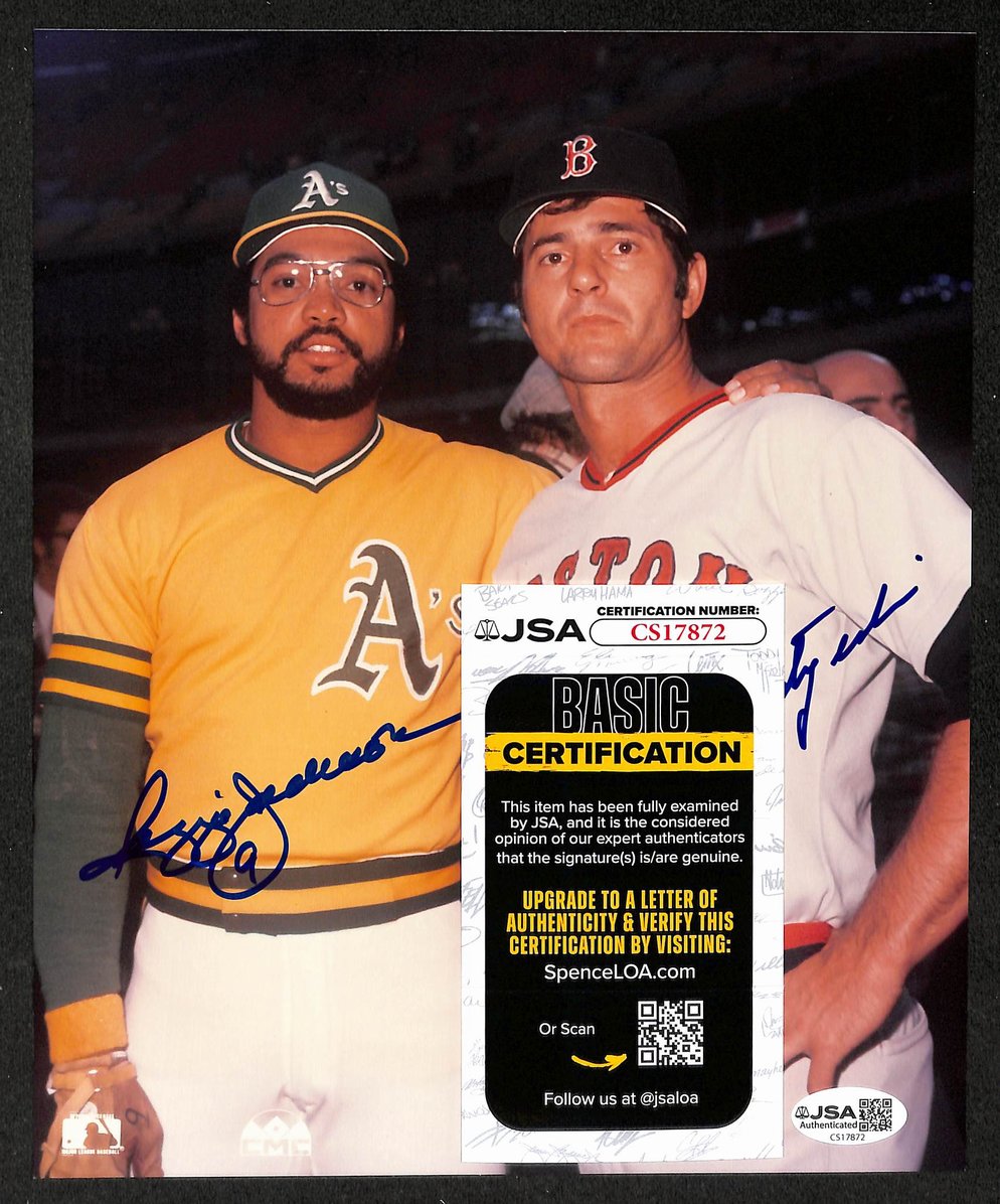 Reggie Jackson & Carl Yastrzemski HOF Signed 8x10 Photo Red Sox JSA 212822