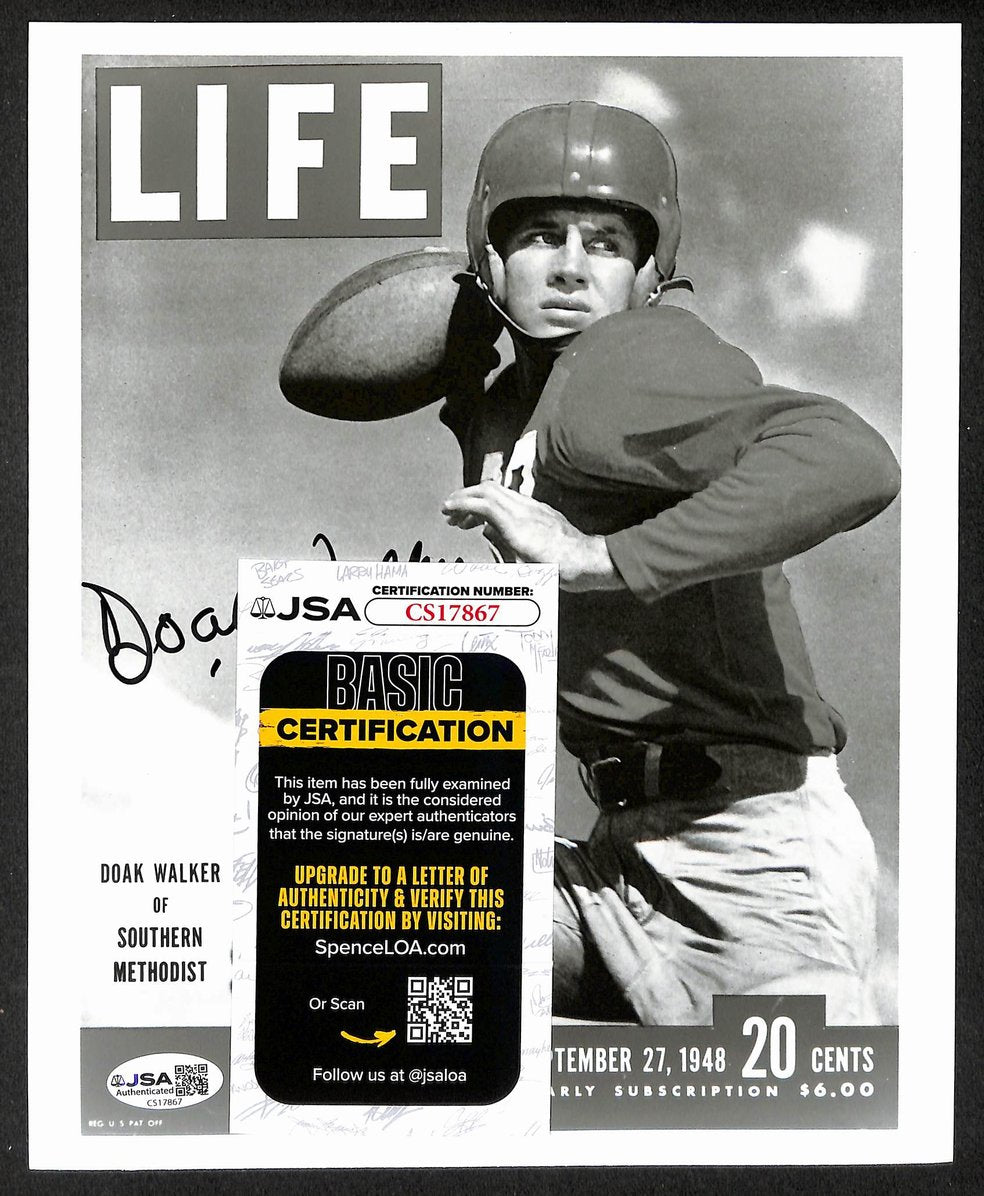 Doak Walker Signed/Autographed 8x10 Photo SMU Heisman JSA 212827