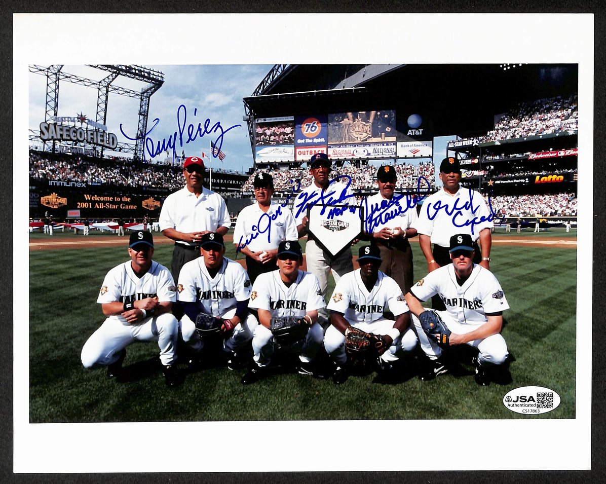Perez Aparicio Jenkins Marichal Cepeda HOF Signed 8x10 Photo  JSA 212831