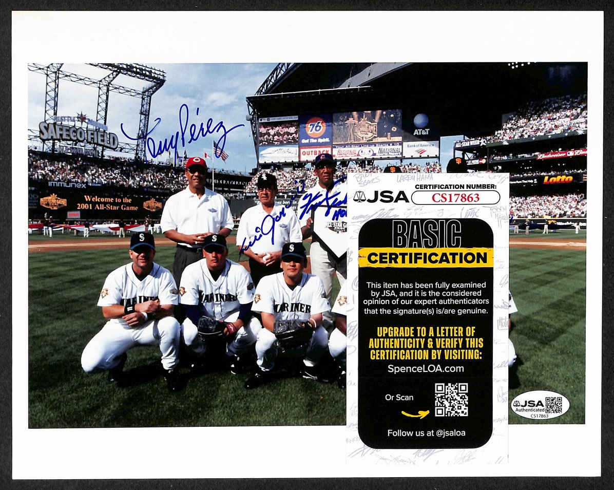 Perez Aparicio Jenkins Marichal Cepeda HOF Signed 8x10 Photo  JSA 212831