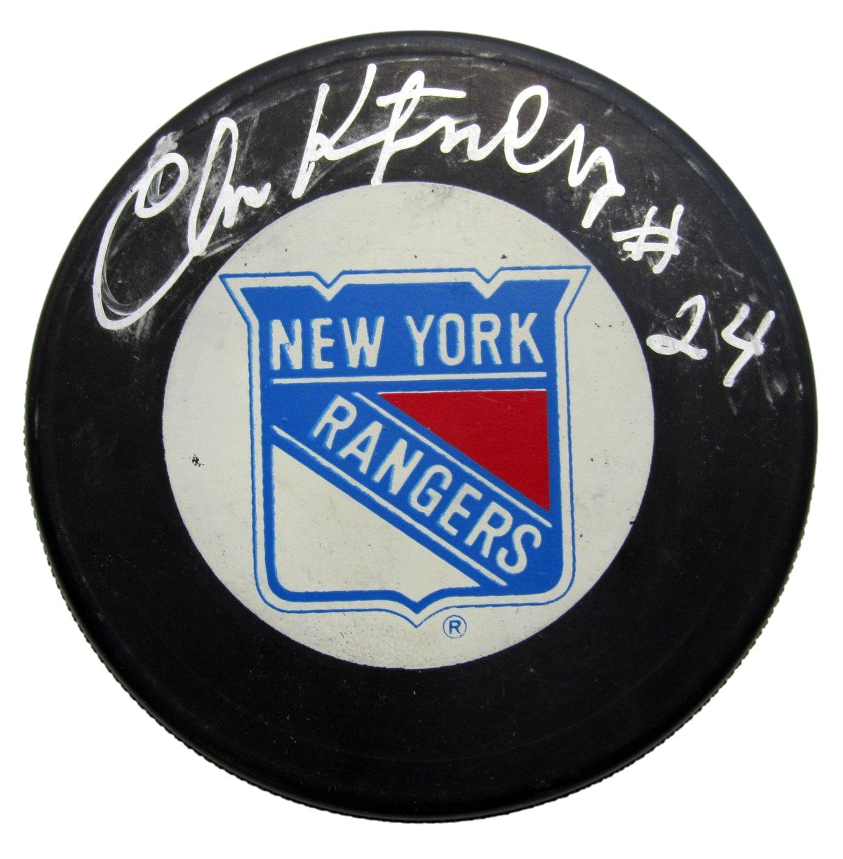 Chris Kotsopoulos Signed/Auto New York Rangers Logo Hockey Puck JSA 212685