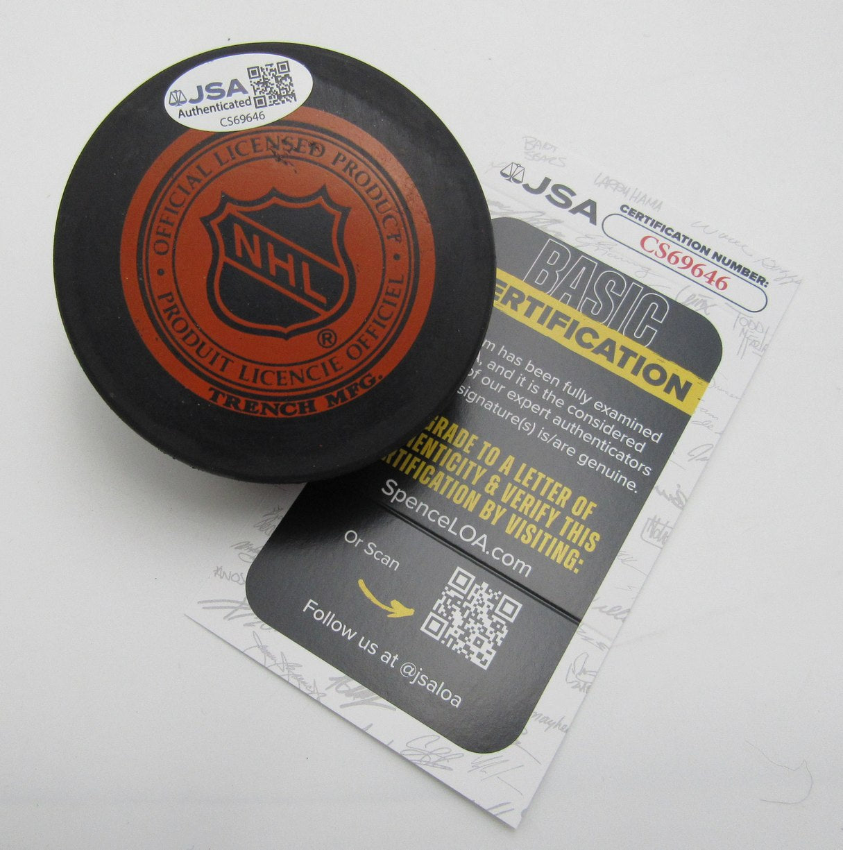 Gilles Villemure Signed/Auto New York Rangers Logo Hockey Puck JSA 212689