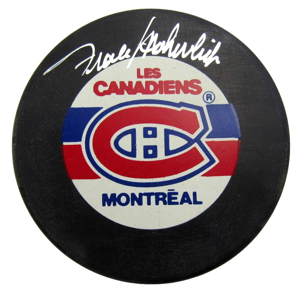 Frank Mahovlich HOF Signed/Auto Montreal Canadiens Logo Hockey Puck JSA 212690