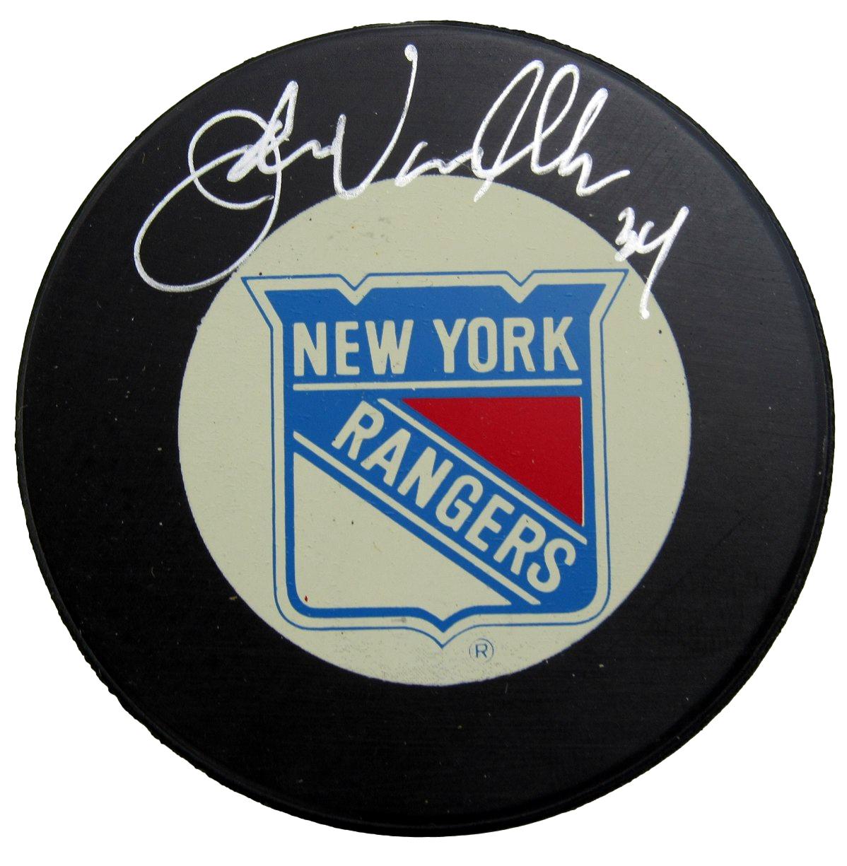 John Vanbiesbrouck Signed/Auto New York Rangers Logo Hockey Puck JSA 212693