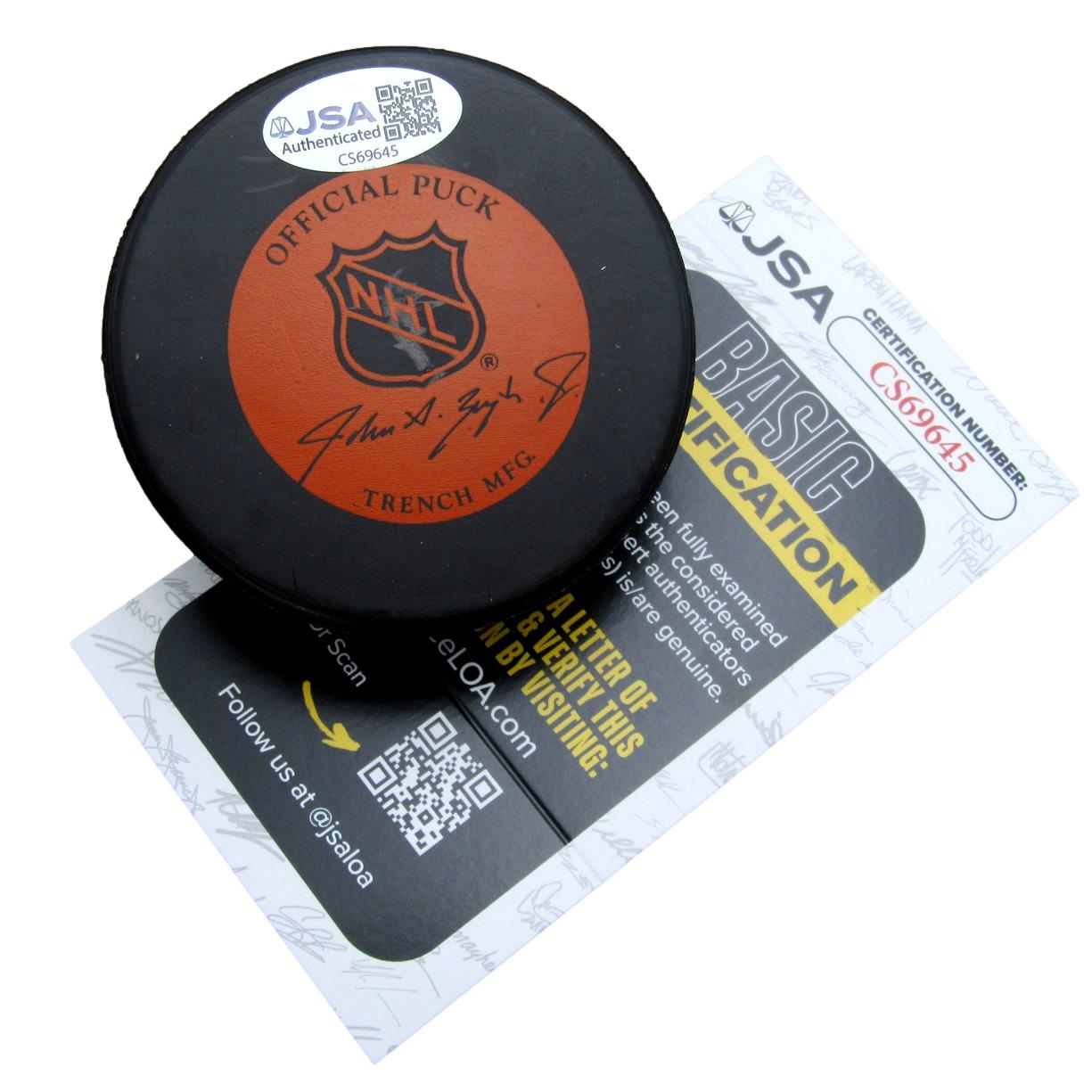 John Vanbiesbrouck Signed/Auto New York Rangers Logo Hockey Puck JSA 212693