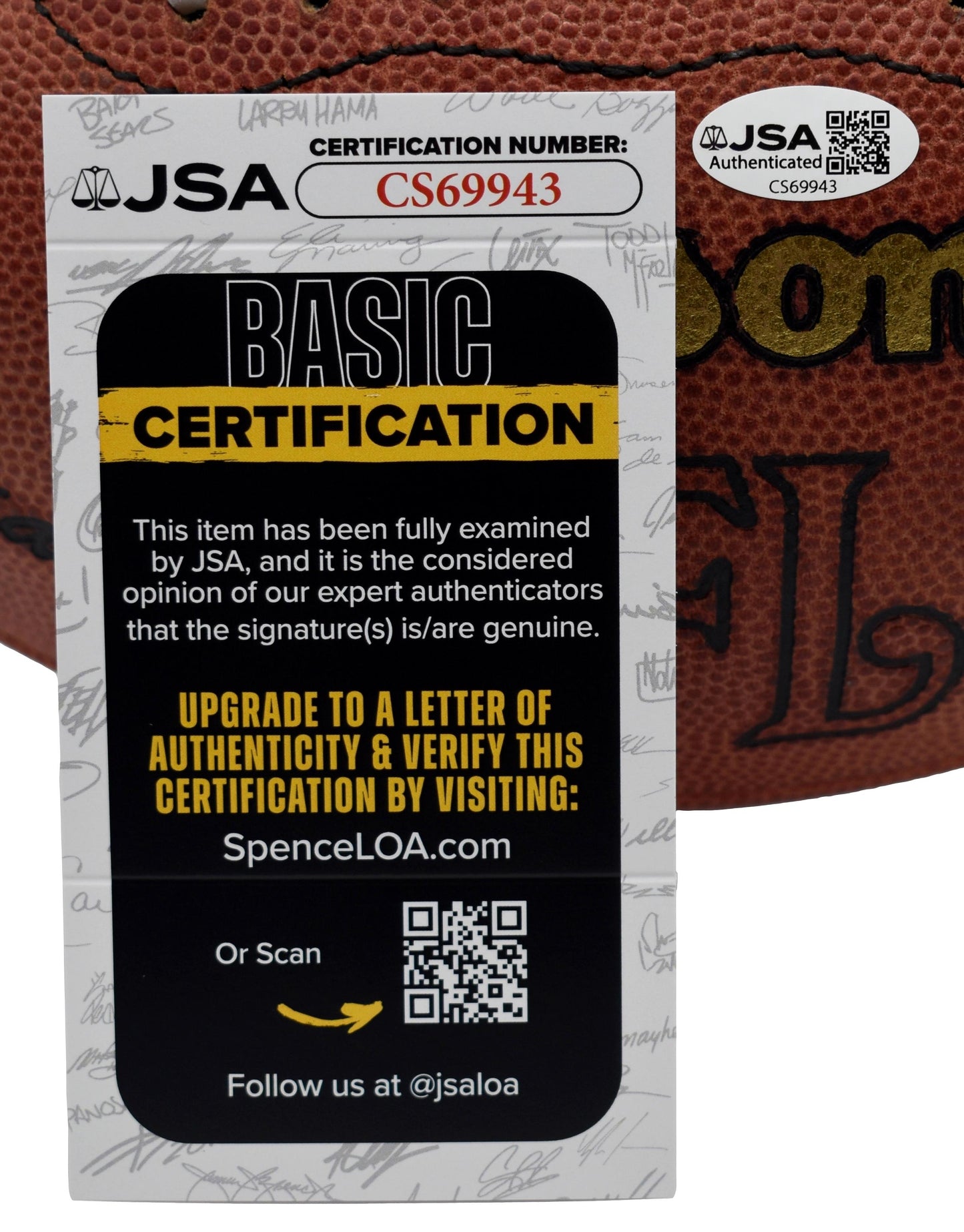 Tim Brown HOF Signed/Autographed Official Leather NFL Football Raiders JSA 12847