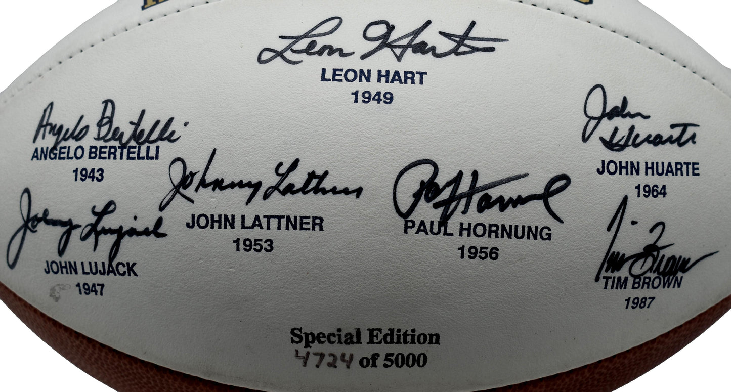 Notre Dame Heisman Signed by (7) Logo Football Tim Brown Hornung JSA 212849