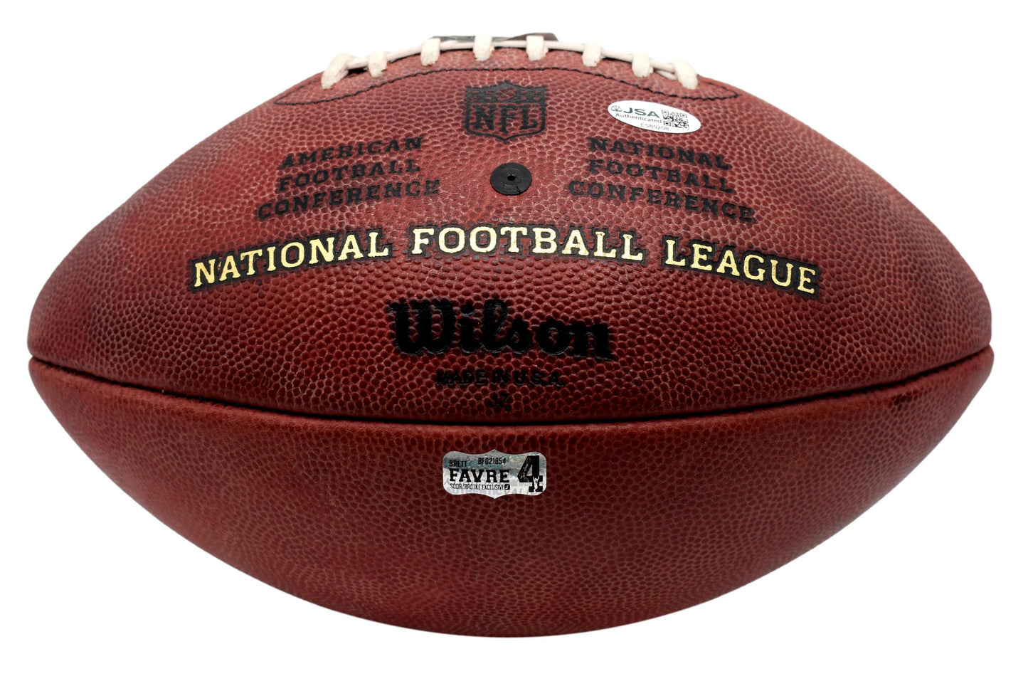 Brett Favre HOF Signed/Autographed Official Leather NFL Football Packers JSA 854