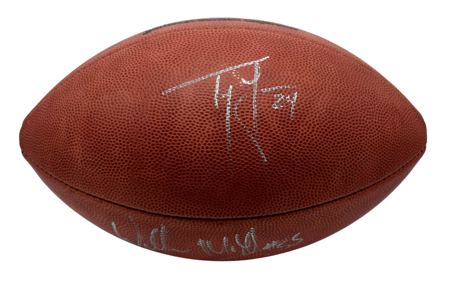 Ty Law HOF & Willie Mcginest Signed Official Leather NFL Football Patriots JSA
