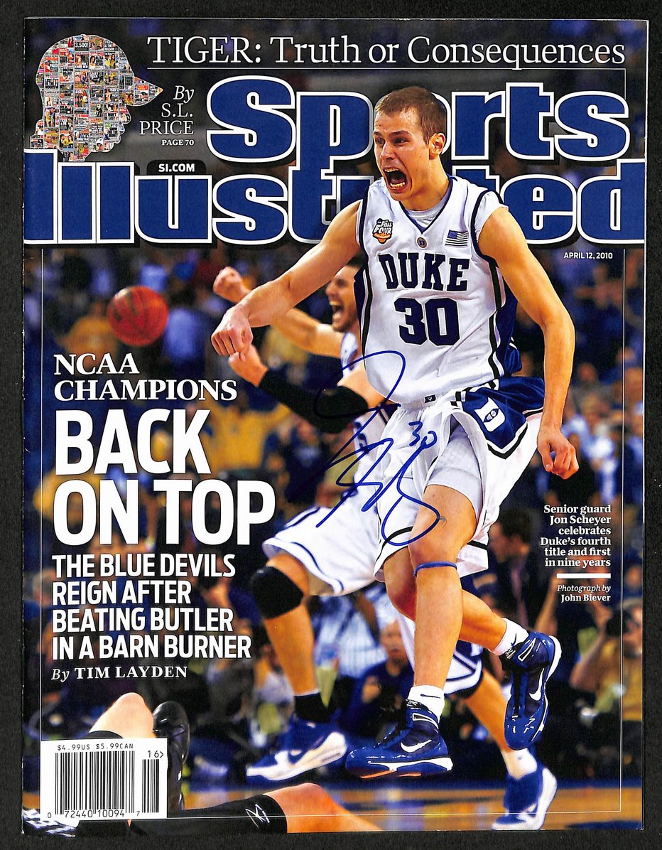 Jon Scheyer Signed 2010 Sports Illustrated Newsstand No Label Duke JSA 212886