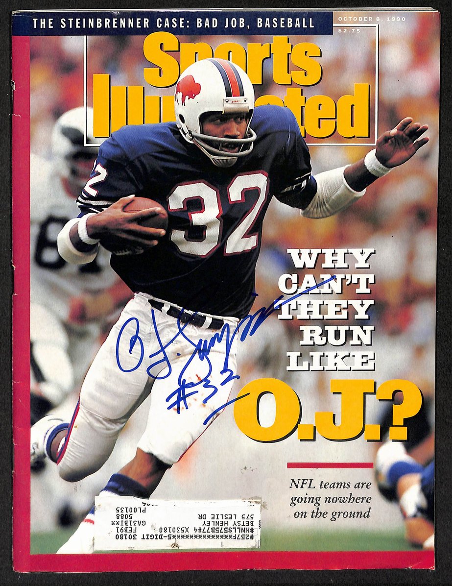 O.J. Simpson HOF Signed/Autographed 1990 Sports Illustrated Bills JSA 212889