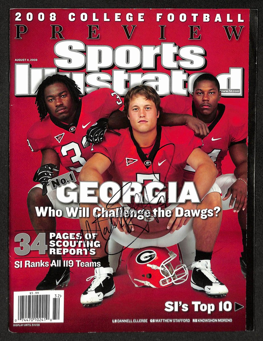 Matthew Stafford Signed 2008 Sports Illustrated No Label Georgia JSA 212902