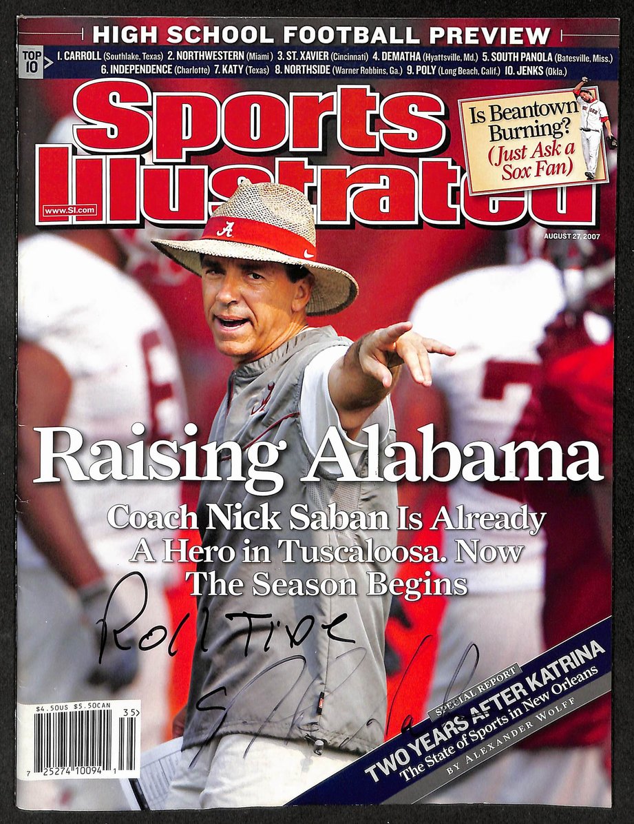 Nick Saban Signed 2007 Sports Illustrated No Label Alabama JSA 212903