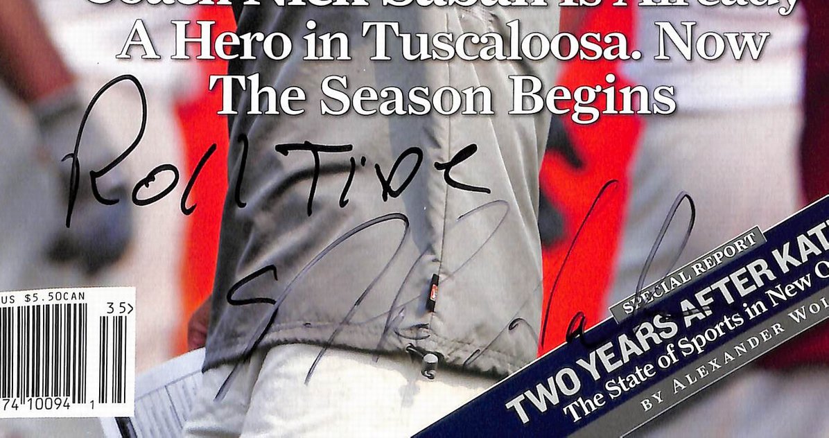 Nick Saban Signed 2007 Sports Illustrated No Label Alabama JSA 212903