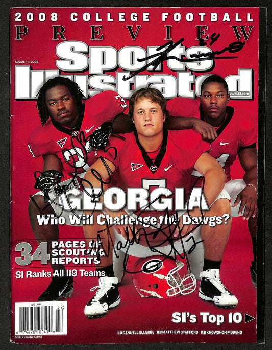 Stafford Ellerbe & Moreno Signed 2008 Sports Illustrated No Label Georgia JSA 05