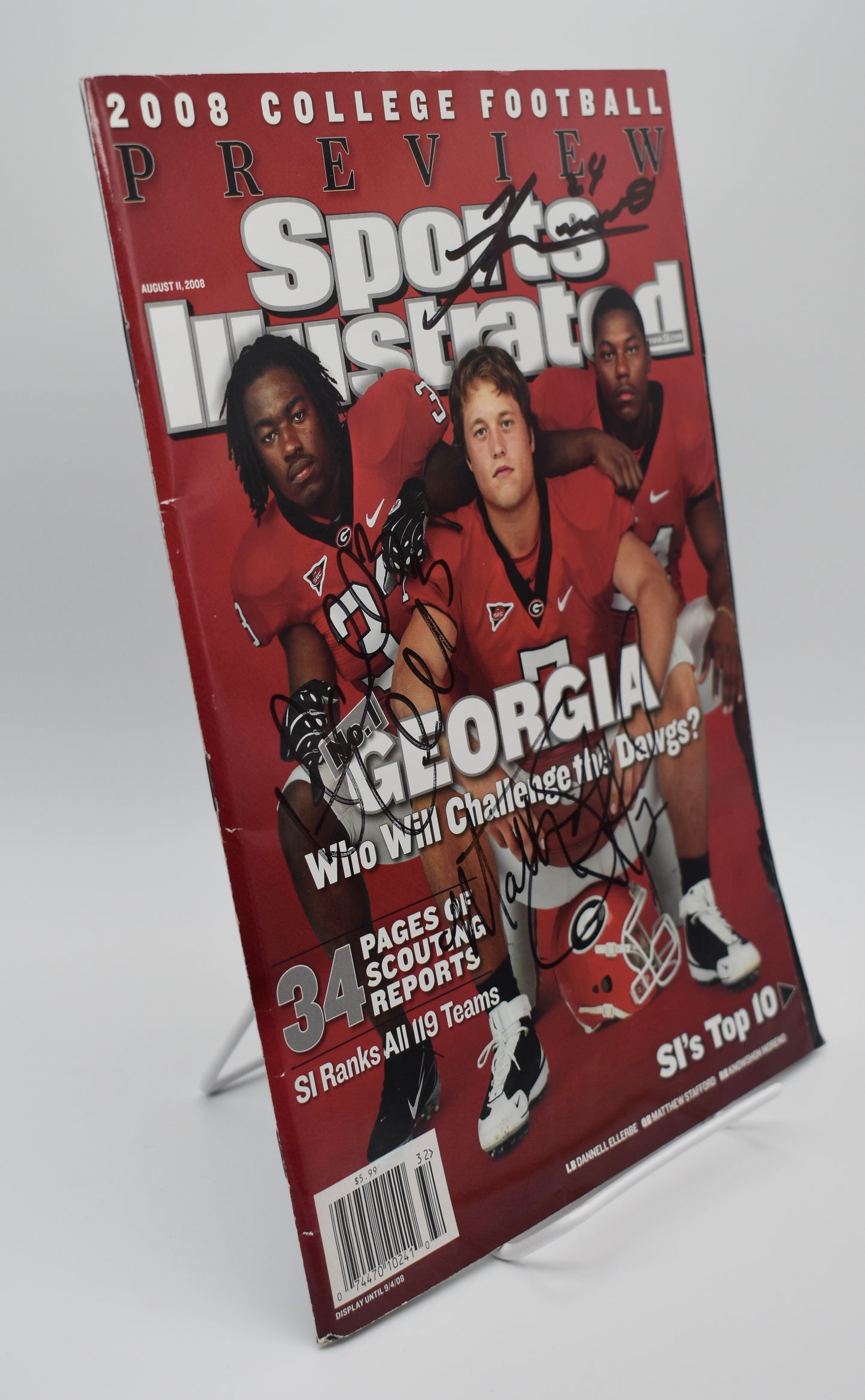 Stafford Ellerbe & Moreno Signed 2008 Sports Illustrated No Label Georgia JSA 05
