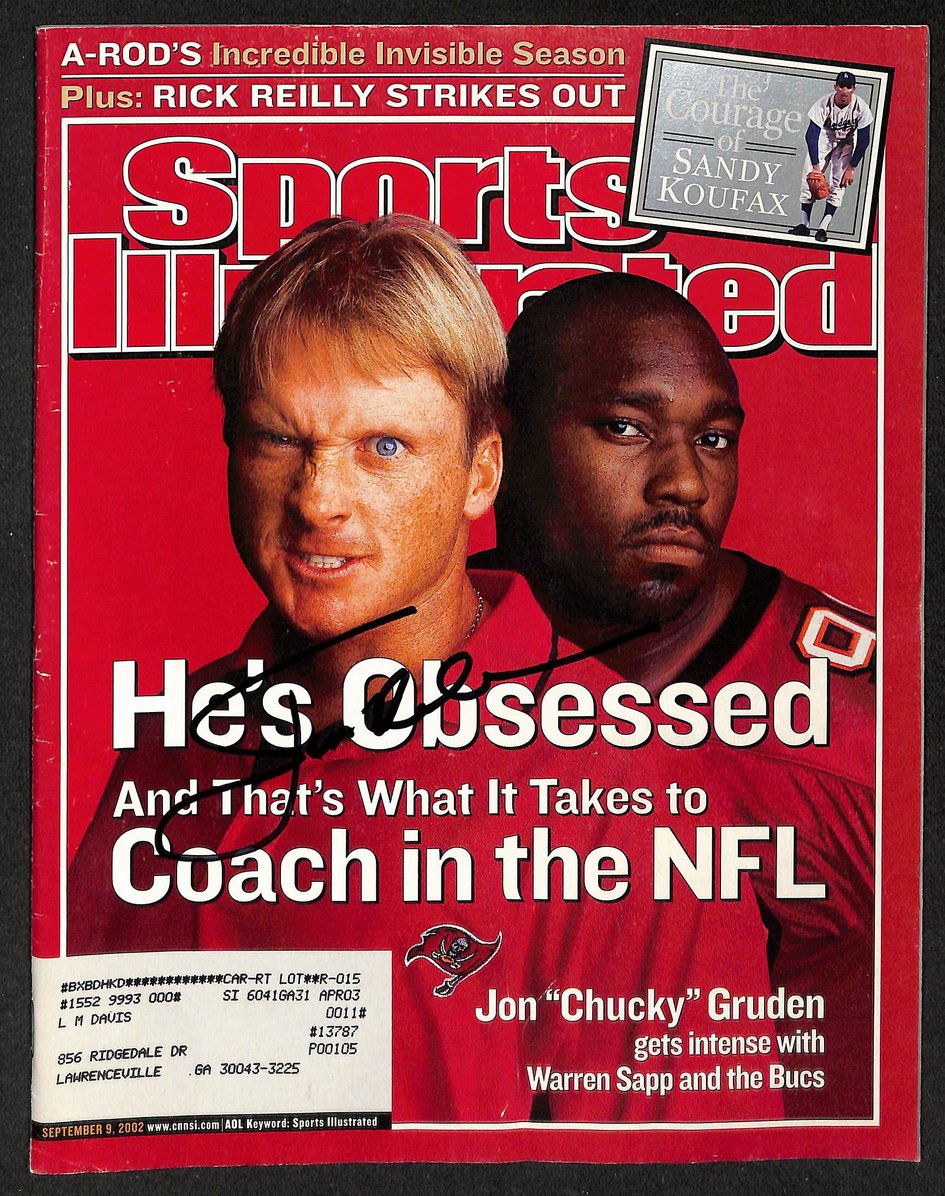Jon Gruden Signed/Autographed 2002 Sports Illustrated Buccaneers JSA 212912